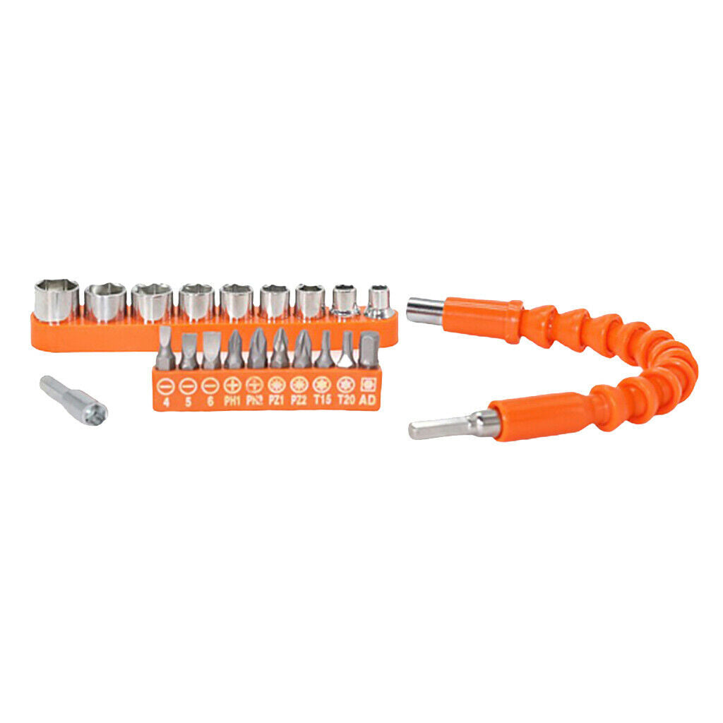 21x Universal Flexible Shaft Electric Screwdriver Head Set Batch 259mm