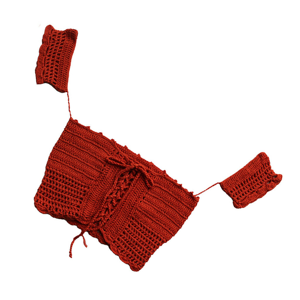 Women's Bandage Crochet Lace Knit Boho Beach Bikini Swimwear Crop Tops Red