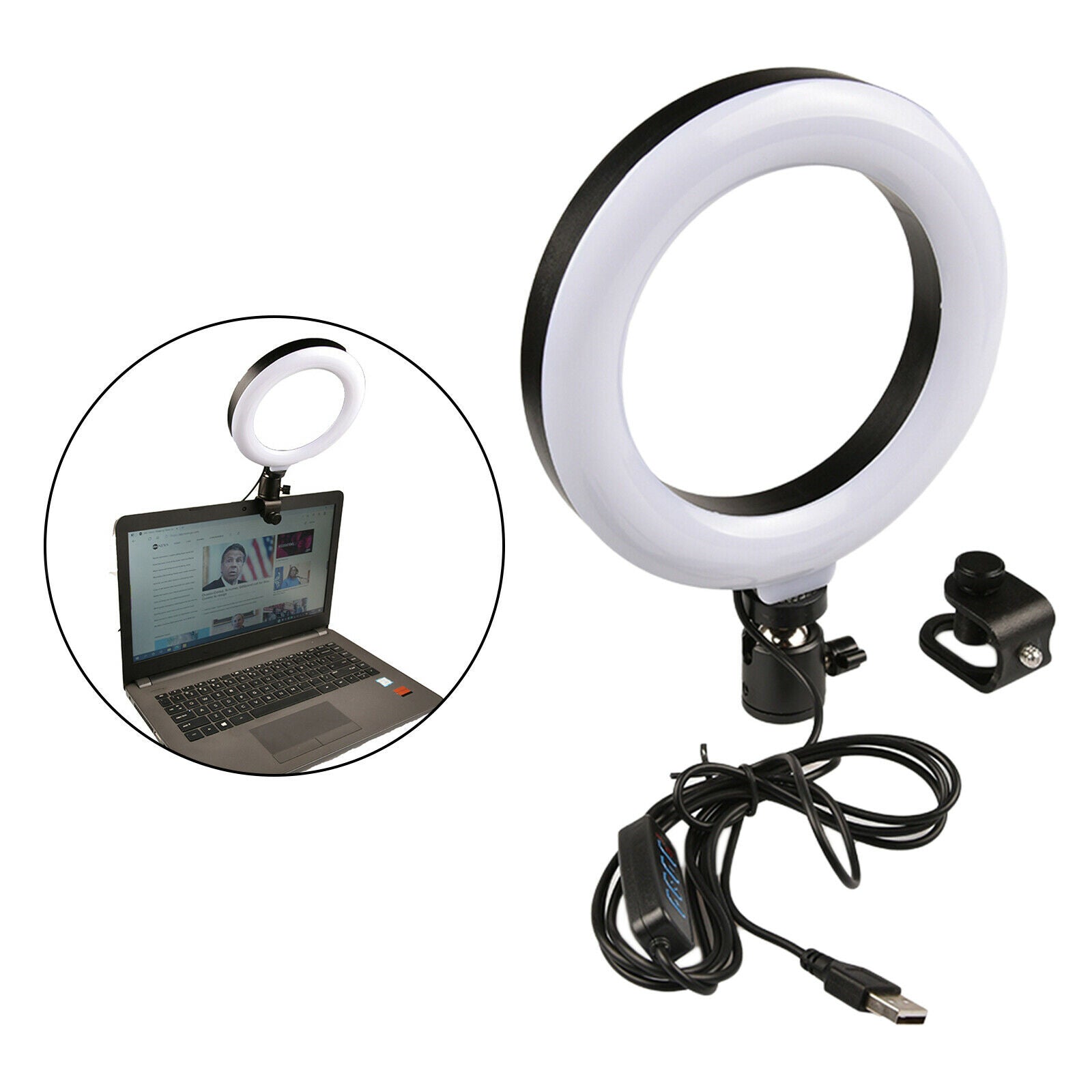6" Ring Light Video Conference Dimmable Circle Lights Clip on Laptop Monitor
