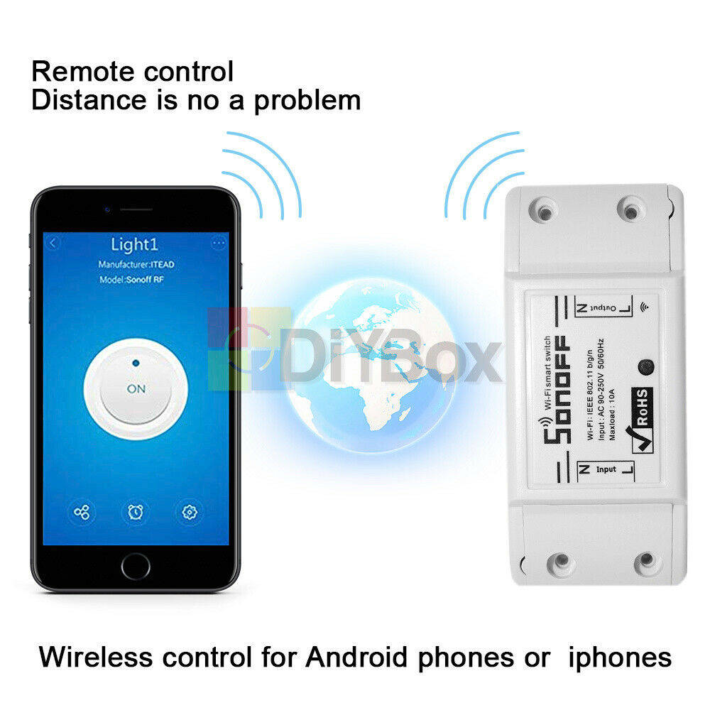 90V-250V AC Sonoff WiFi Wireless Smart Switch Module ABS Shell Home DIY Android