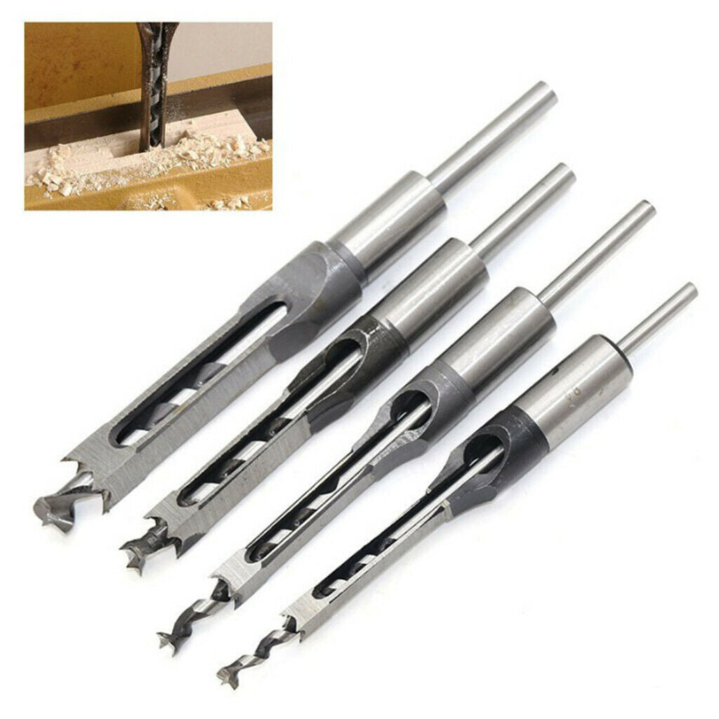 4pcs Square Drill Bits Chisel Drill Bits Woodworking DIY Engraving Tools