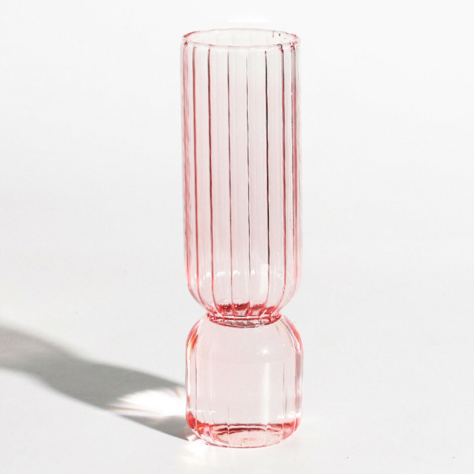 2x Modern Art Clear Glass Vase Tabletop Container Floral Pot Home Decor