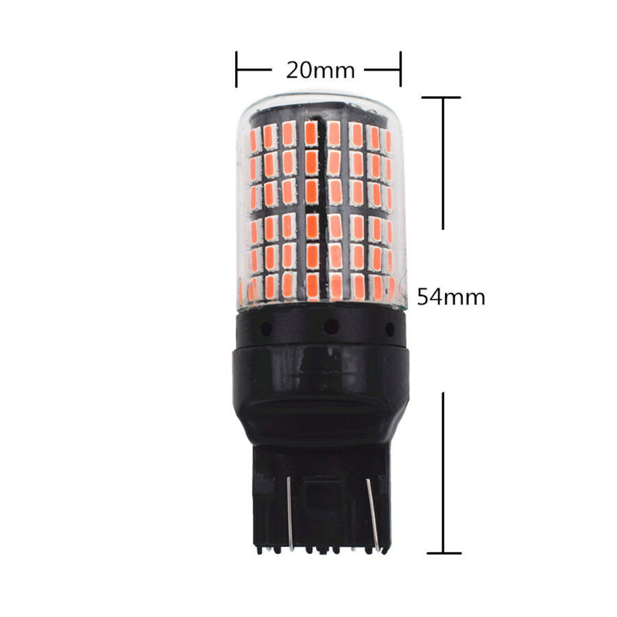2Pcs T20 7443 3014 144SMD Red LED Canbus Flashing Strobe Alert Brake Tail Light