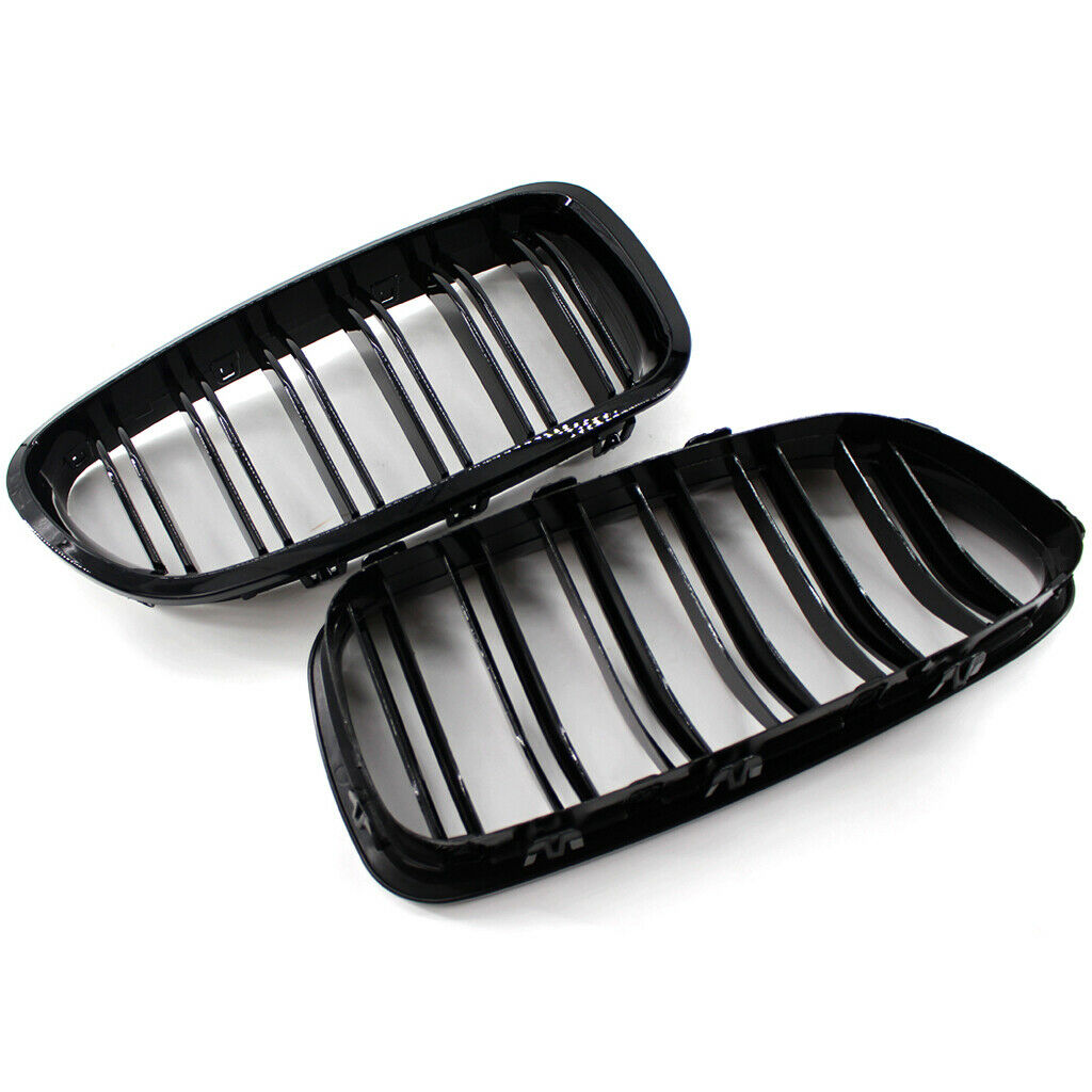 Pair Gloss Black Front Kidney Grilles Grill For BMW F10 F18 2010-2015 NEW