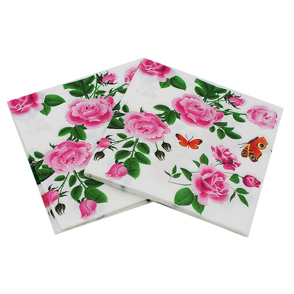 20x floral paper napkins flower disposable birthday wedding party table d.l8
