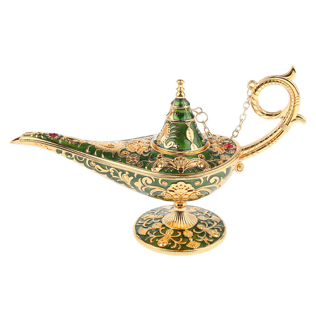 Aladdin Genie Lamp Wishing Tea Oil Pot Decoration Collection Arts Gift Green