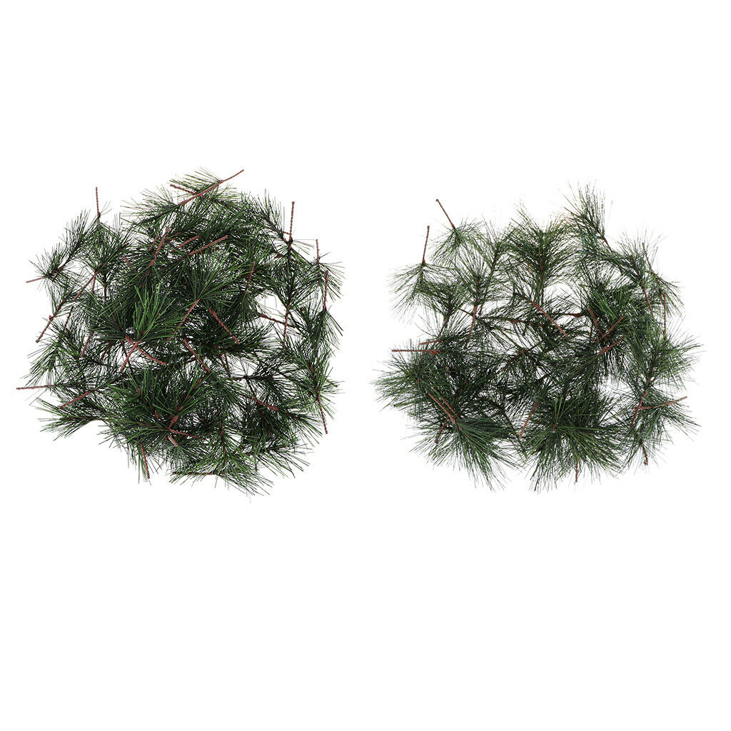 100Pcs Green Pine Needle Artificial Light Leaves Garland Wreath Home Garden