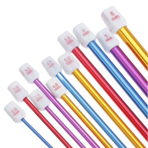 11pcs 10.6" Aluminum TUNISIAN AFGHAN Crochet Hook Knit Needles Set 2-8mm
