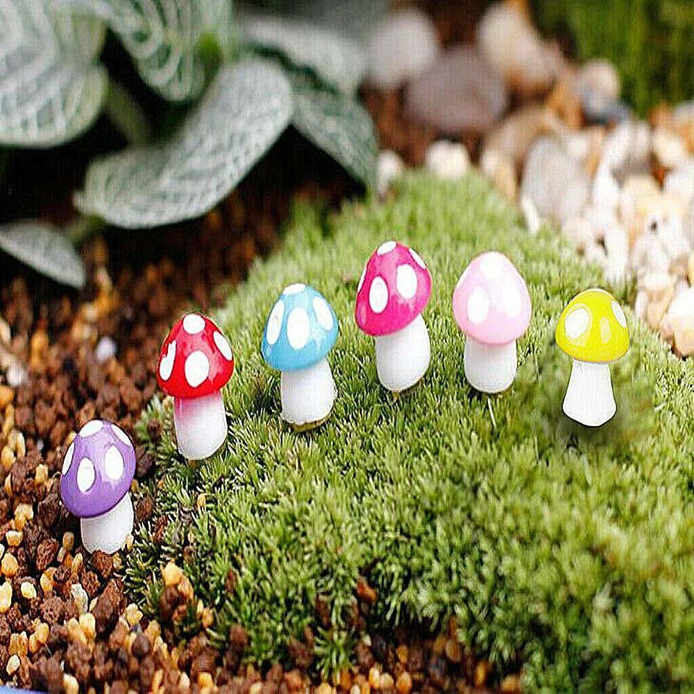 20Pcs Mini Mushroom Miniatures Set Fairy Garden Ornament Lawn Terrarium Decor