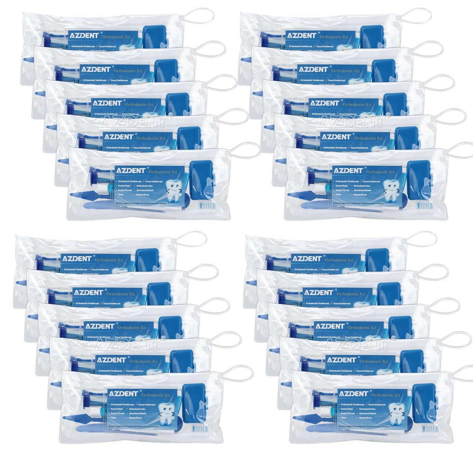 20X Dental Teeth Oral Cleaning Care Orthodontic Kits Brush Floss Thread 8pcs/kit