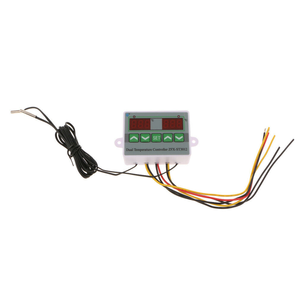 220V Dual Digital Temperature Controller Thermostat With 2Pcs Sensor Probe