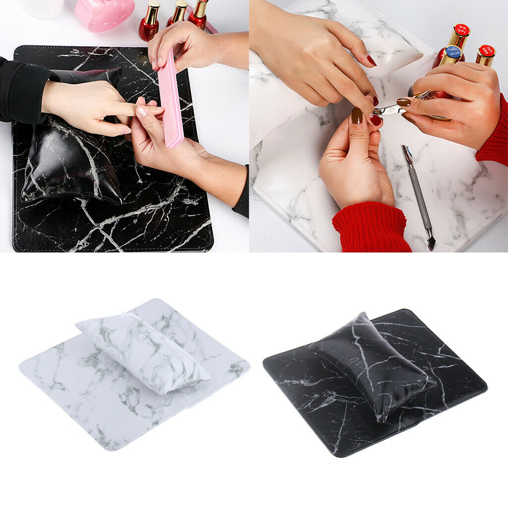 2x PU Leather Soft Hand Cushion Pillow Foldable Pad Nail Art Arm Rest Holder