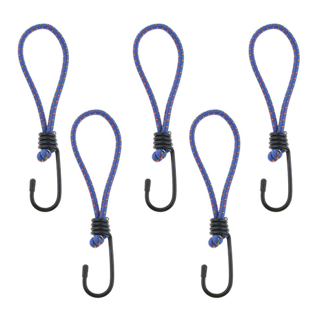2X 5 Pcs Bungee Hook Tie - Tarpaulin Elastic Stretch Cord Straps with Hook 6mm