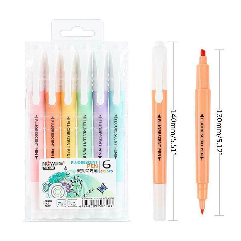 Candy Color Highlighter Pen Double Headed Fluorescent Marker Pen School Supplies