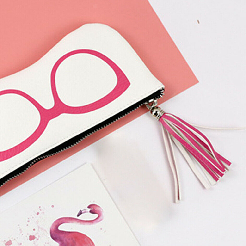 2pcs PU Leather Zipper Sunglasses Pouch Eyeglass Cases Storage Bag for Women