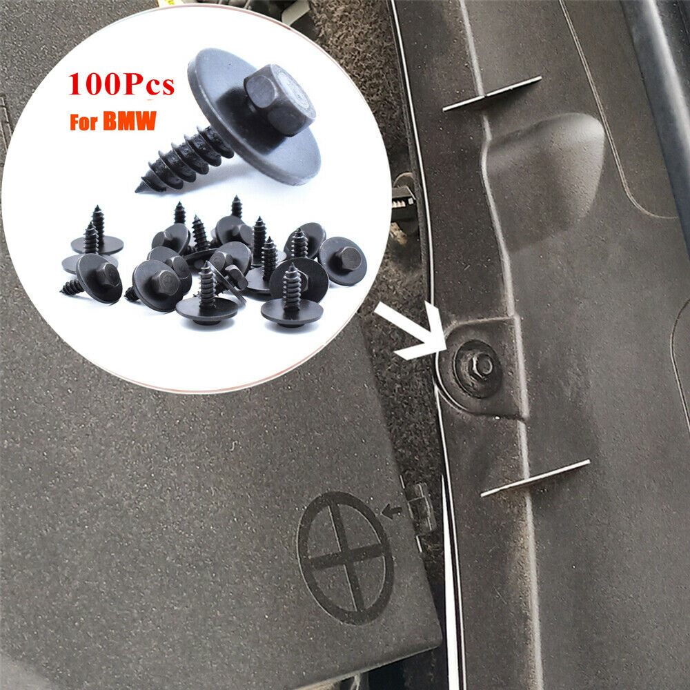 For BMW 100x Car Body Fender Retainer Clips Screws Engine Head Washer 108F2166