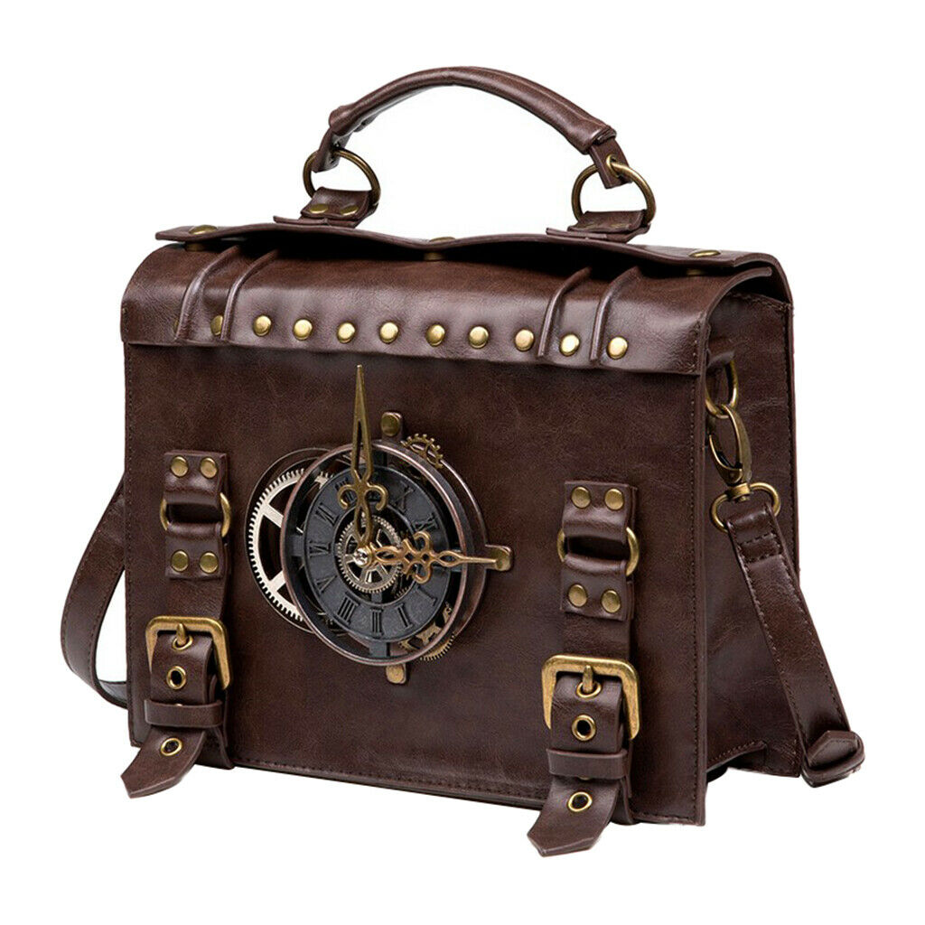 Unisex steampunk handbag shoulder bag leather bag punk shoulder bag