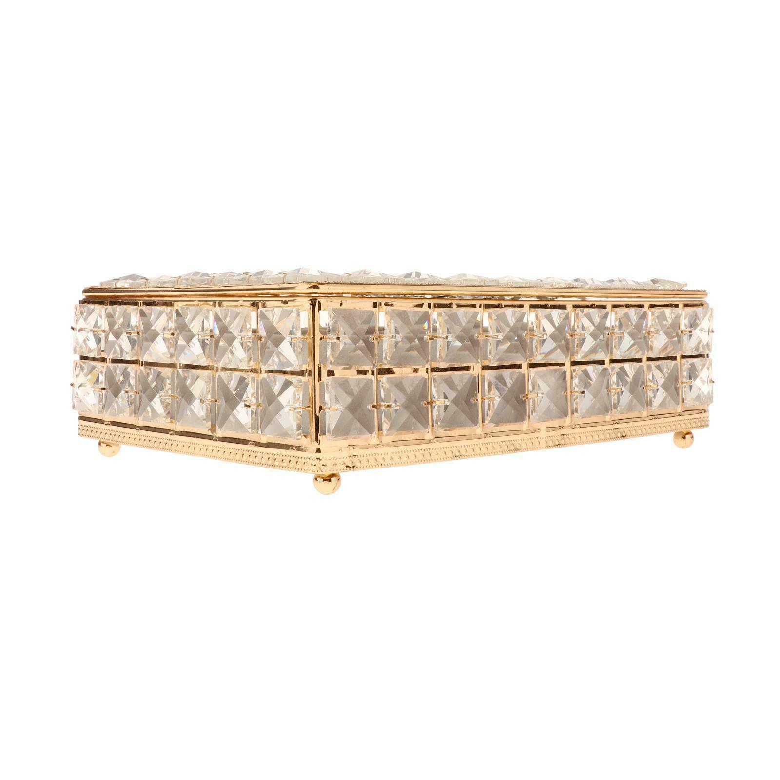 Luxury Crystal Jewelry Box with Lid Ring Necklace Beads Trinket Storage Case
