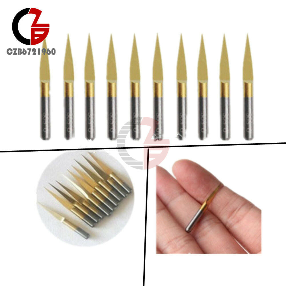 Flat Bottom 3.175mm Engraving Router Tool CNC Carbide PCB Bits 10° 0.1mm V-Shape