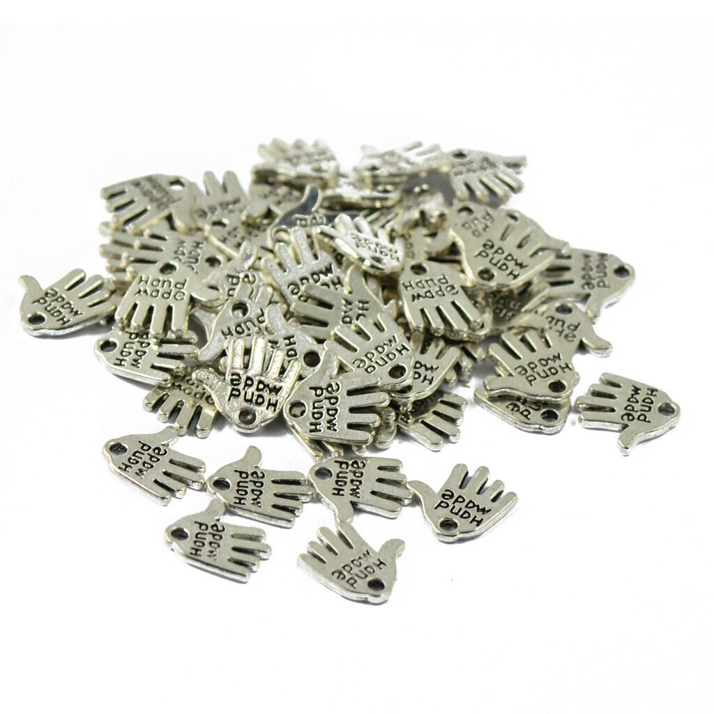 50 Packs Charm Hand Shaped Pendant for Bracelet Jewelry Making Findings DIY