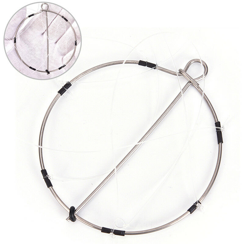 1PCS 6-Ring Portable Fishing Shrimp Crab Cast Trap Catch Crabs Tool Set.l8