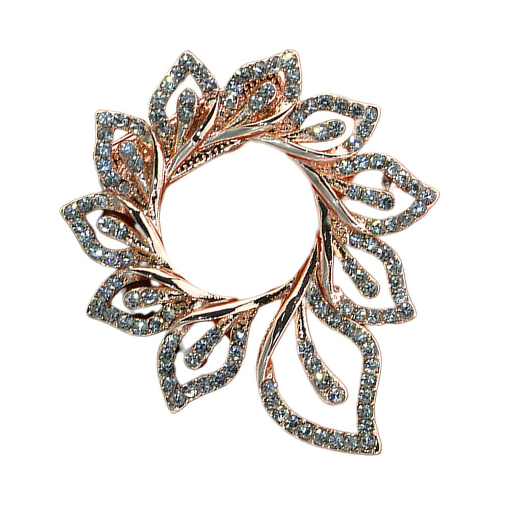 2Pcs Women Crystal Shawl Suits Scarf Clip Ring Brooch Proms Dress Corsage