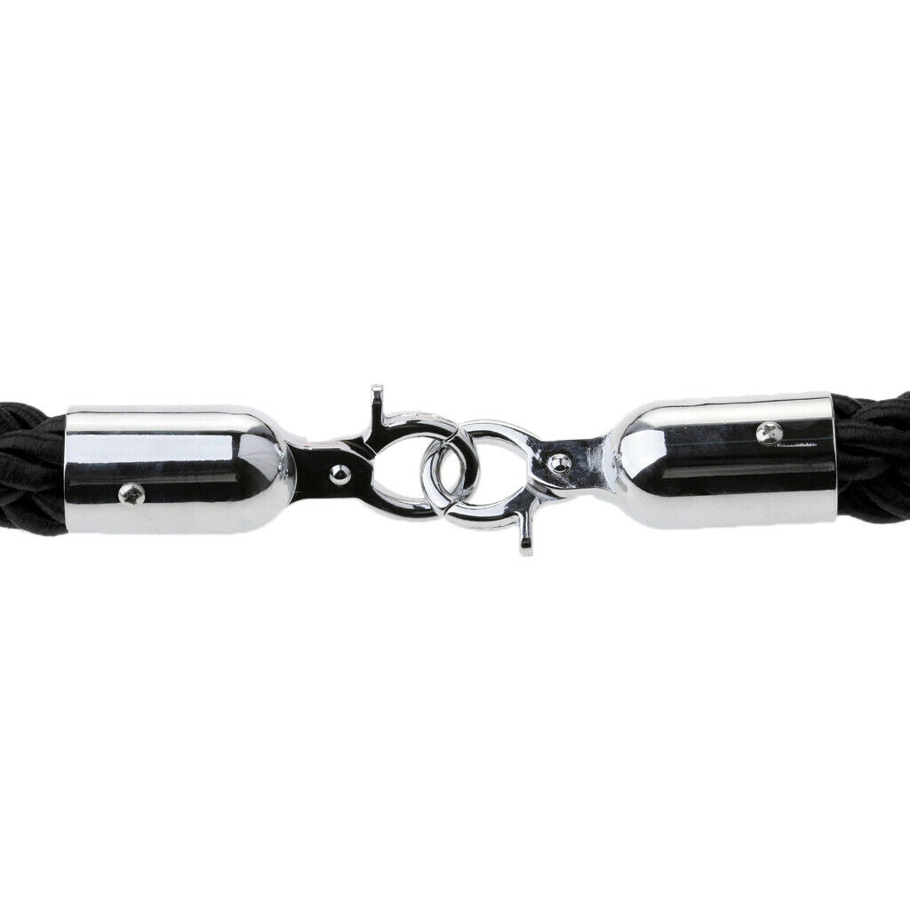 Black Queue Divider Control Stanchion Barrier Posts Twisted Rope 1.5m Long