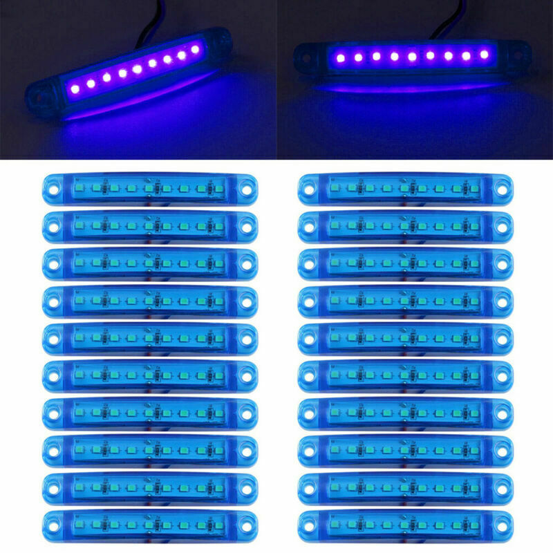 20X Blue 9 LED Sealed Side Marker Clearance Light 24V Car Truck Trailer Lorry