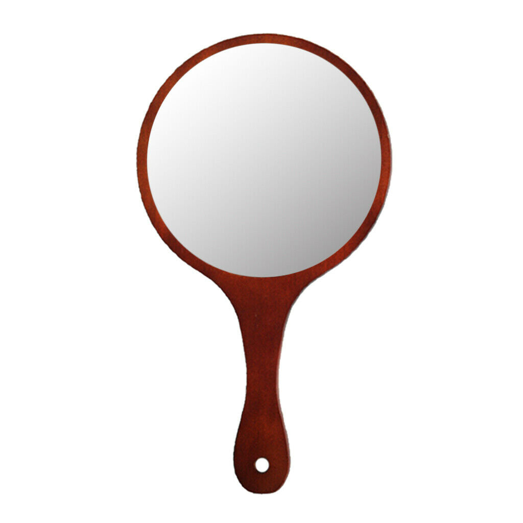 2 Pcs Durable Wooden Hand Held Mirror For Women Makeup Tattoo Beauty Tools