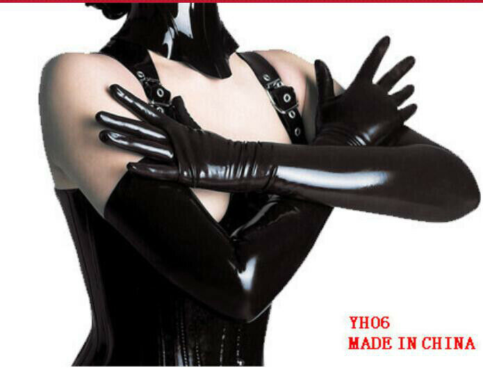 Sexy Unisex Pu Leather Adults Size Sexy Elastic Shiny Dress Up Party Long Gloves