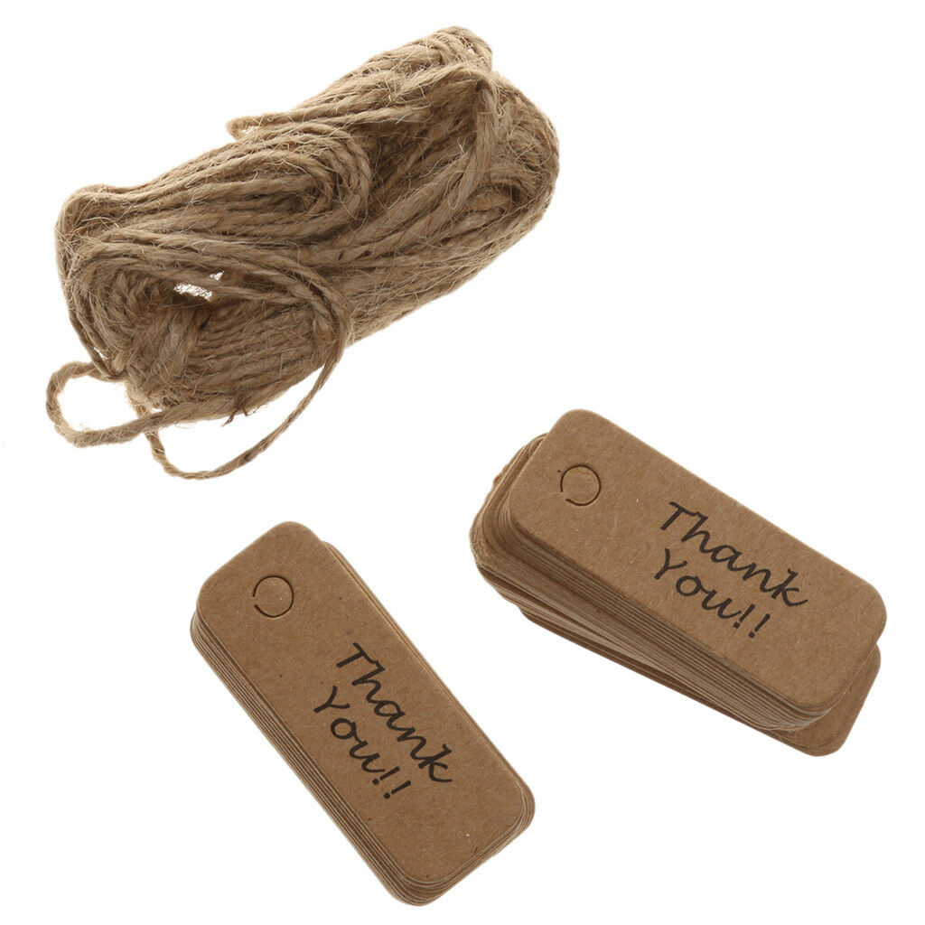 100pcs Thank You Christmas Kraft Paper Gift Tags Labels Hanging Cards Brown