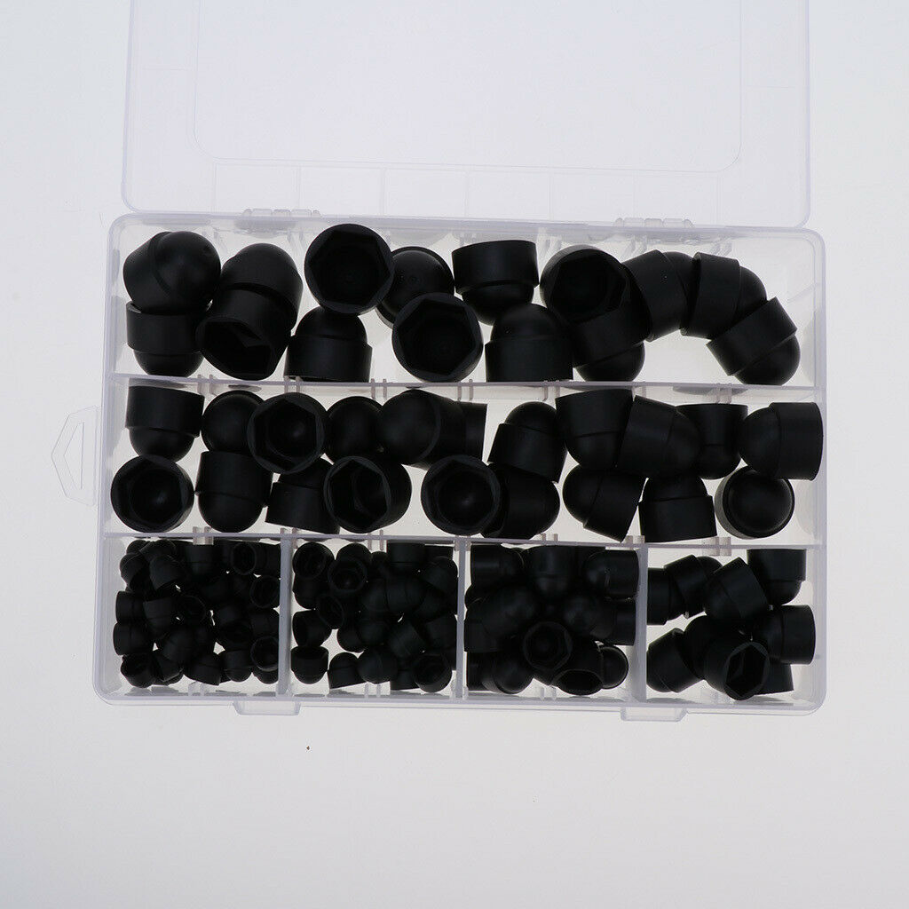 145Pcs Plastic Bolt Nut Caps Protection Covers Black for M4 M5 M6 M8 M10 M12