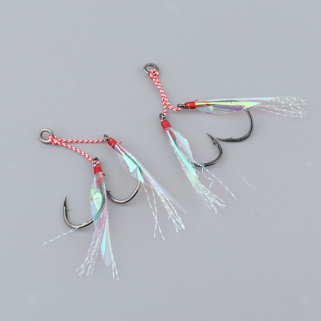 2Pcs Fishing Assist Hooks Carbon Steel Jigging Assist Fishing Hooks 16