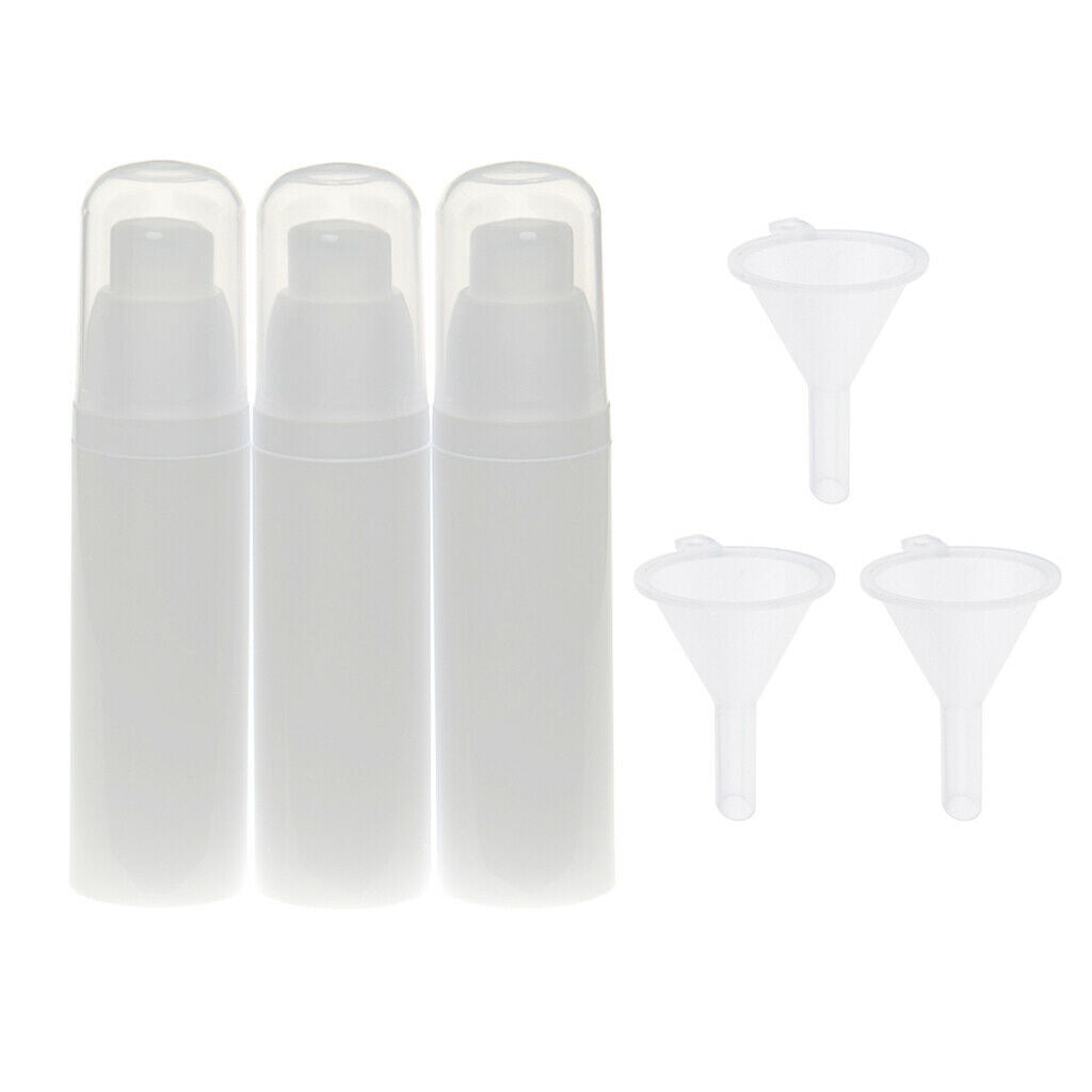 3 Pieces 30ml Empty Refillable Airless Lotion Pump Cosmetic Bottle 3 Funnels