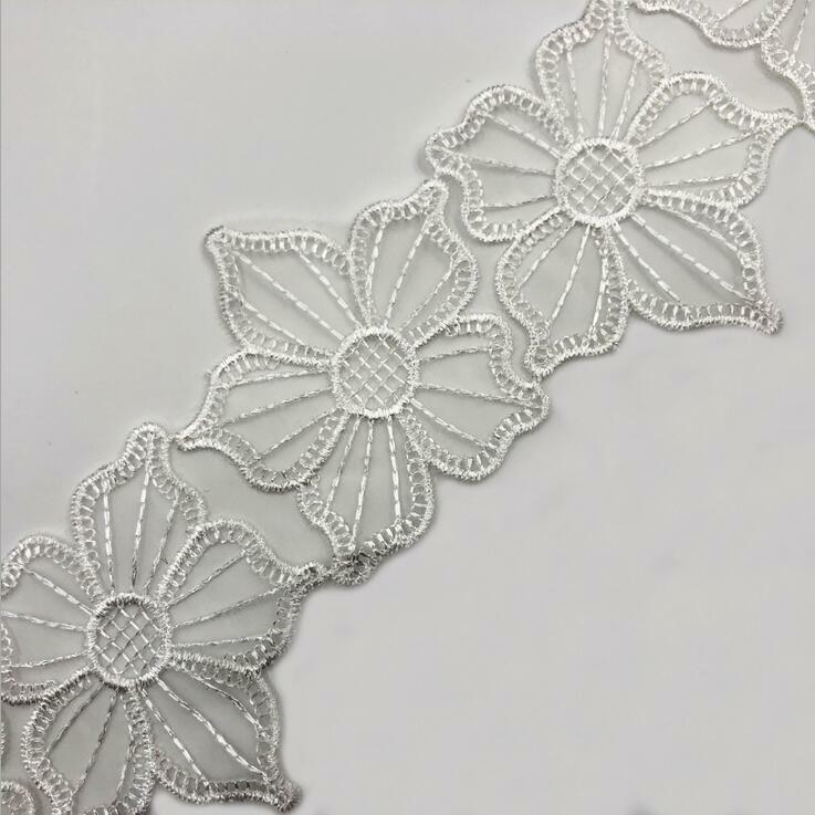 2 Yards Organza embroidery lace Decorative Sewing clothing curtain craft Lace