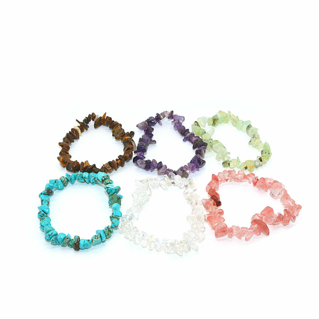 Charms Natural Crystal Gravel Bracelet Beaded Lovers Bangles White