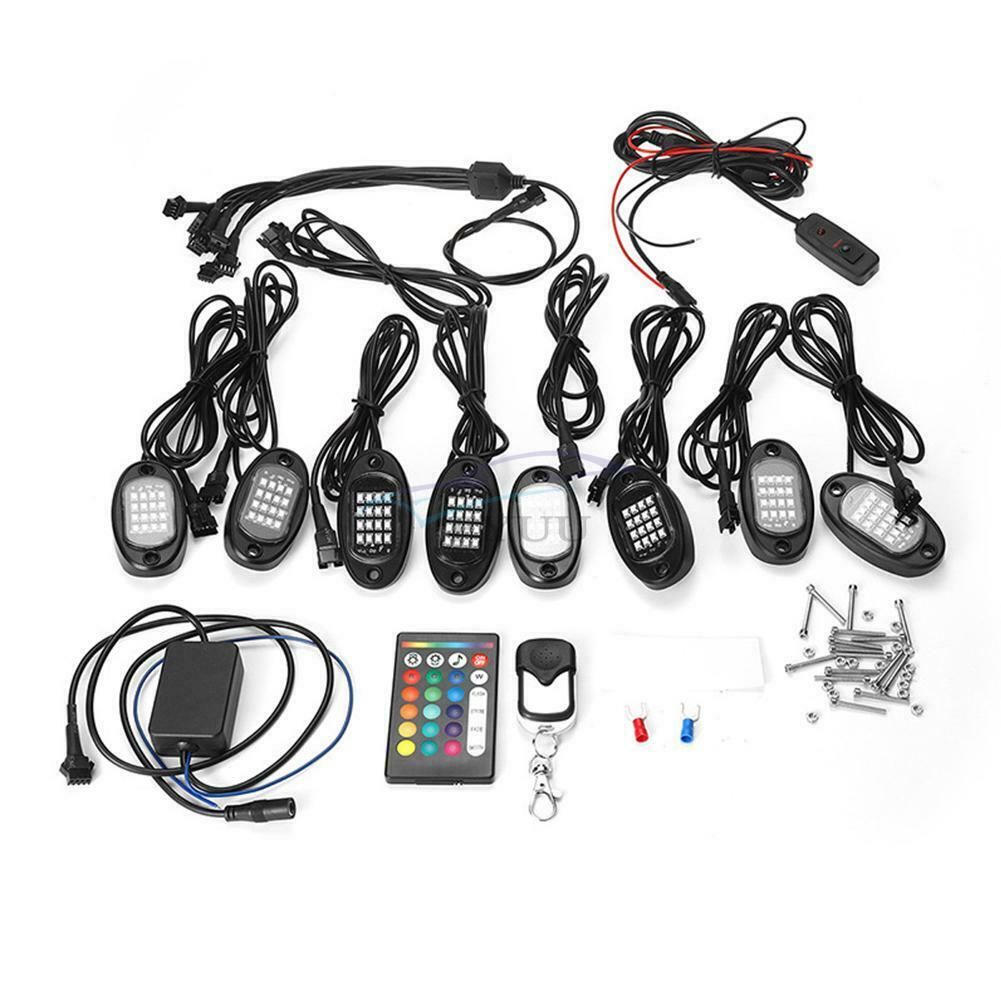 8PCS Underbody RGB LED Neon Light Atmosphere Bluetooth App Dual Remote Control