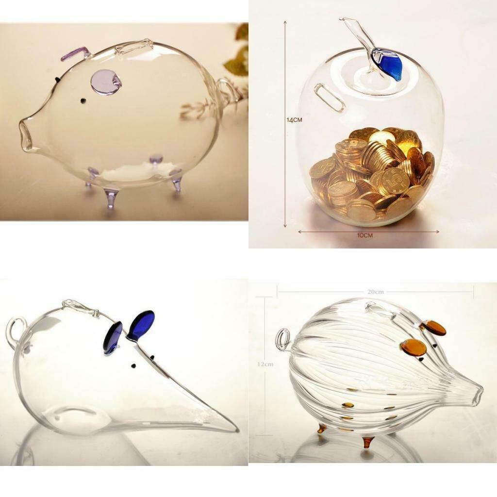 Glass Piggy Bank Pig Money Box Saving Coins & Cash Chilren Saving Box Gift