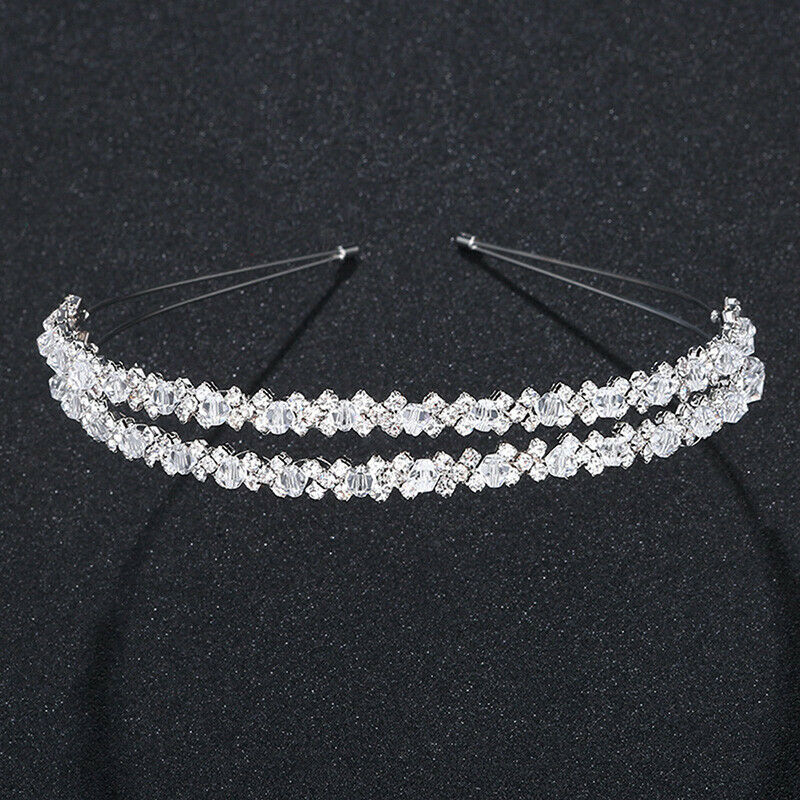 Bride Headband Tiara Bridal Crown Handmade Crystal Double Layer Wedding Hair  Tt