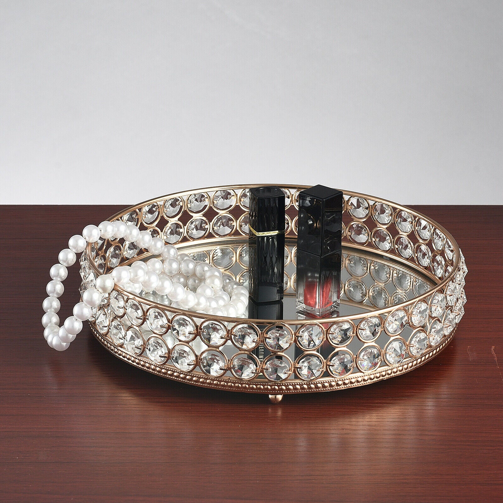 Crystal Tray Makeup Organizer Trinket Holder Fruit Dessert Serving Plate
