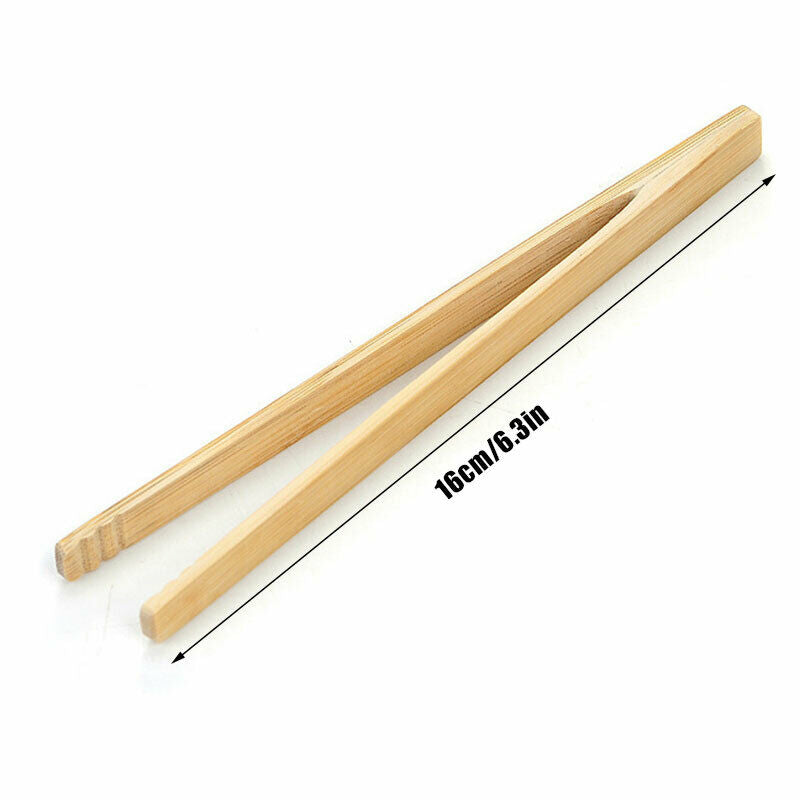 Bamboo Tongs Wood Food Toast Salad Tongs Toaster Bacon Sugar Ice Tea Tong C KX