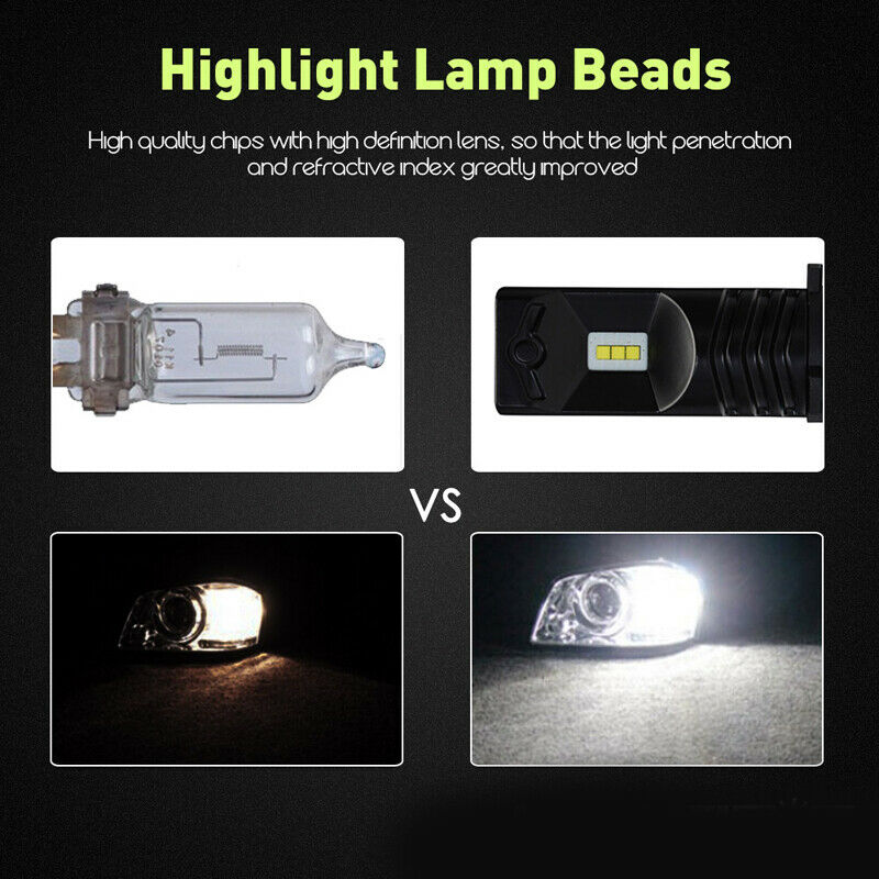2PCS H11 H8 H9 LED Fog Light Bulbs Car Driving Daytime Running Lamp 6000K White