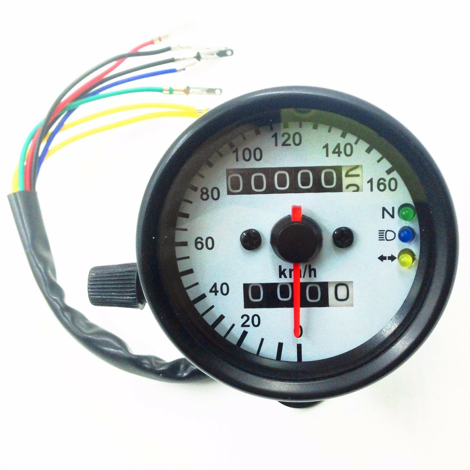 Black LED Backlight Signal Motorcycle Odometer KMH Speedometer Gauge Cafe Custom