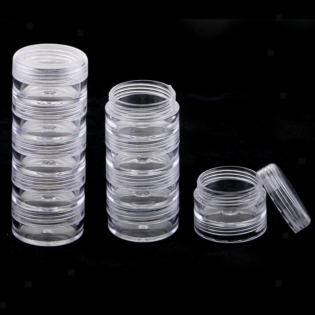 2 Set 5 Storage Clear Container Screw Top Jar For Small Crafts Bead Findings