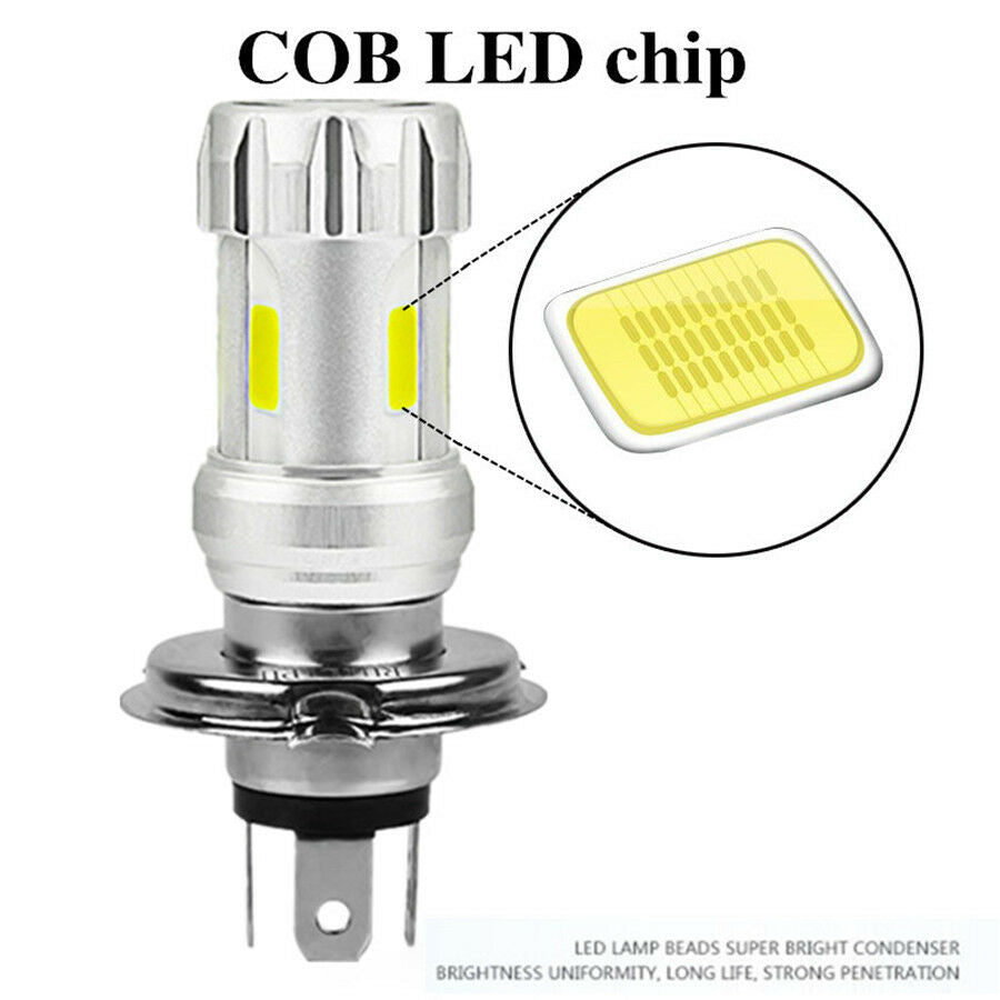 1x Super Bright 3 Sides H4 LED Bulb 36W LED Motorcycle Headlight COB 6000K White
