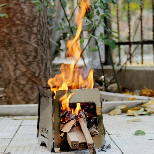 Camping Portable Folding Outdoor Camping Wood Stove Cooking Survival Burning