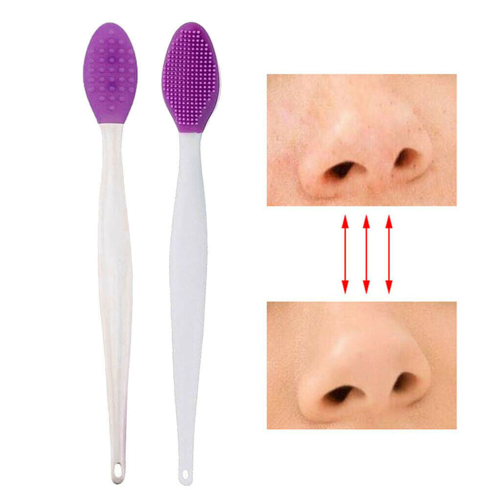 2 Pieces Face Clean Handheld Silicone Brush Peeling Blackhead Remove Brush