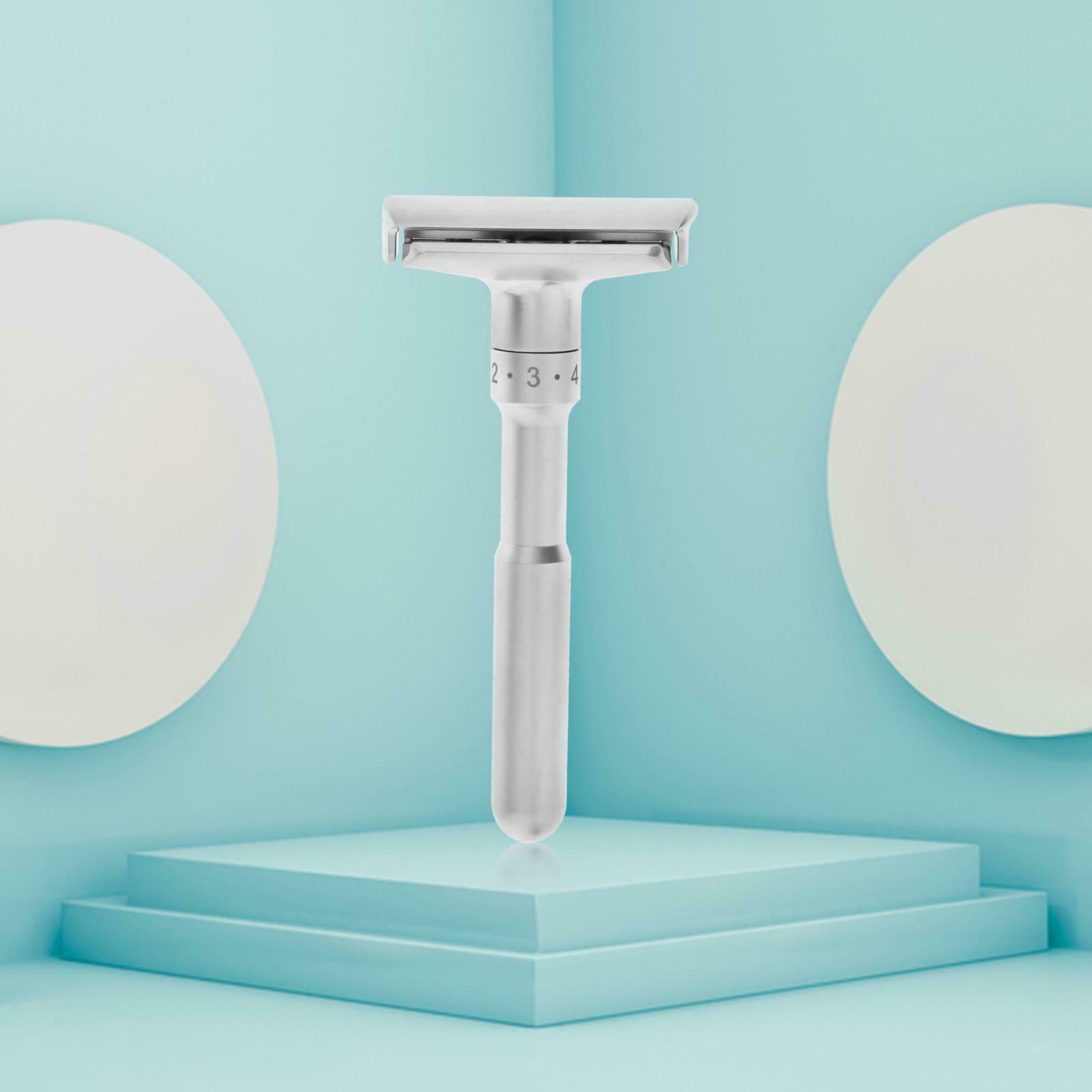 Adjustable Safety Razor with 5 Blades Mild to Aggressive 1-6 for file Hair