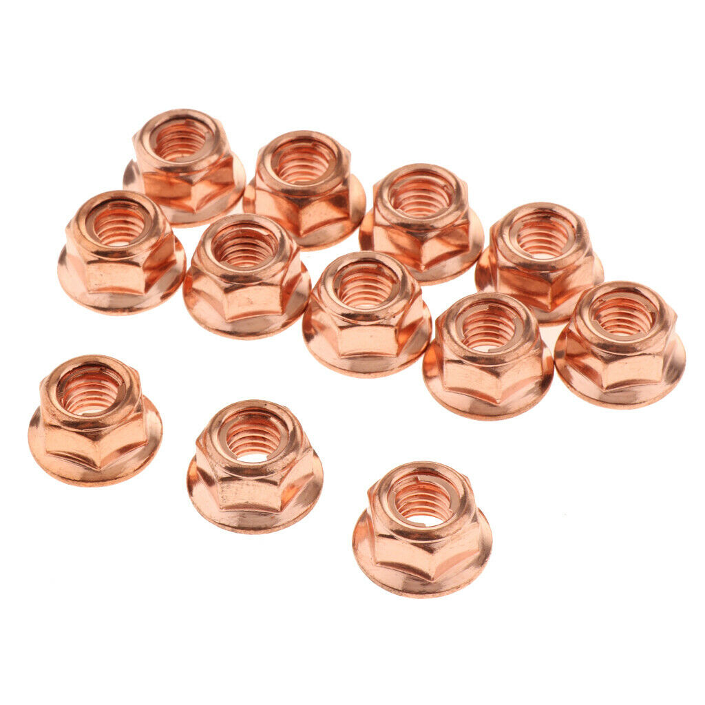 12pieces Nuts for  E30 Exhaust Manifold Pipe Head Nuts Stud M8 Flange Copper
