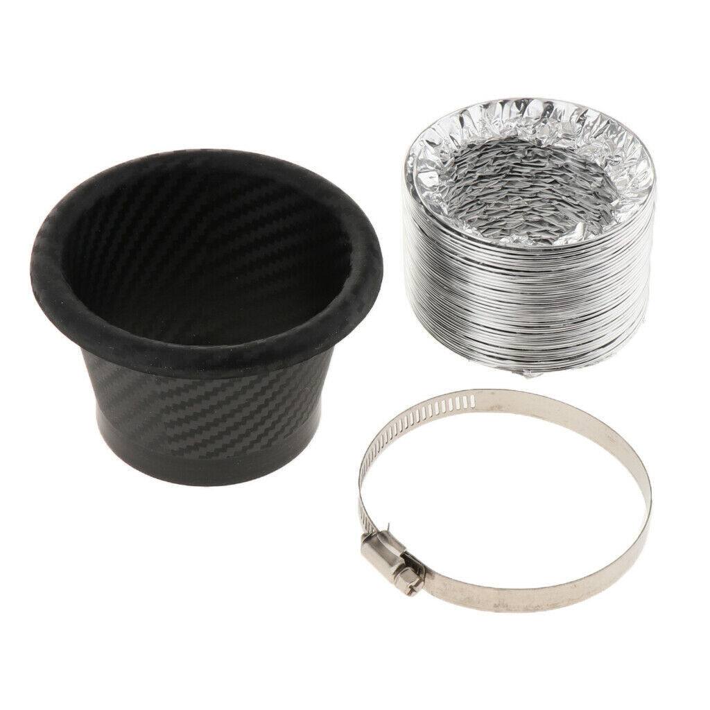 Car Front Bumper  Air Intake Pipe Turbine Inlet Air Funnel Kit Black